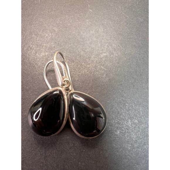 NEW Black onyx sterling silver teardrop earrings 7.57 grams - Picture 2 of 10